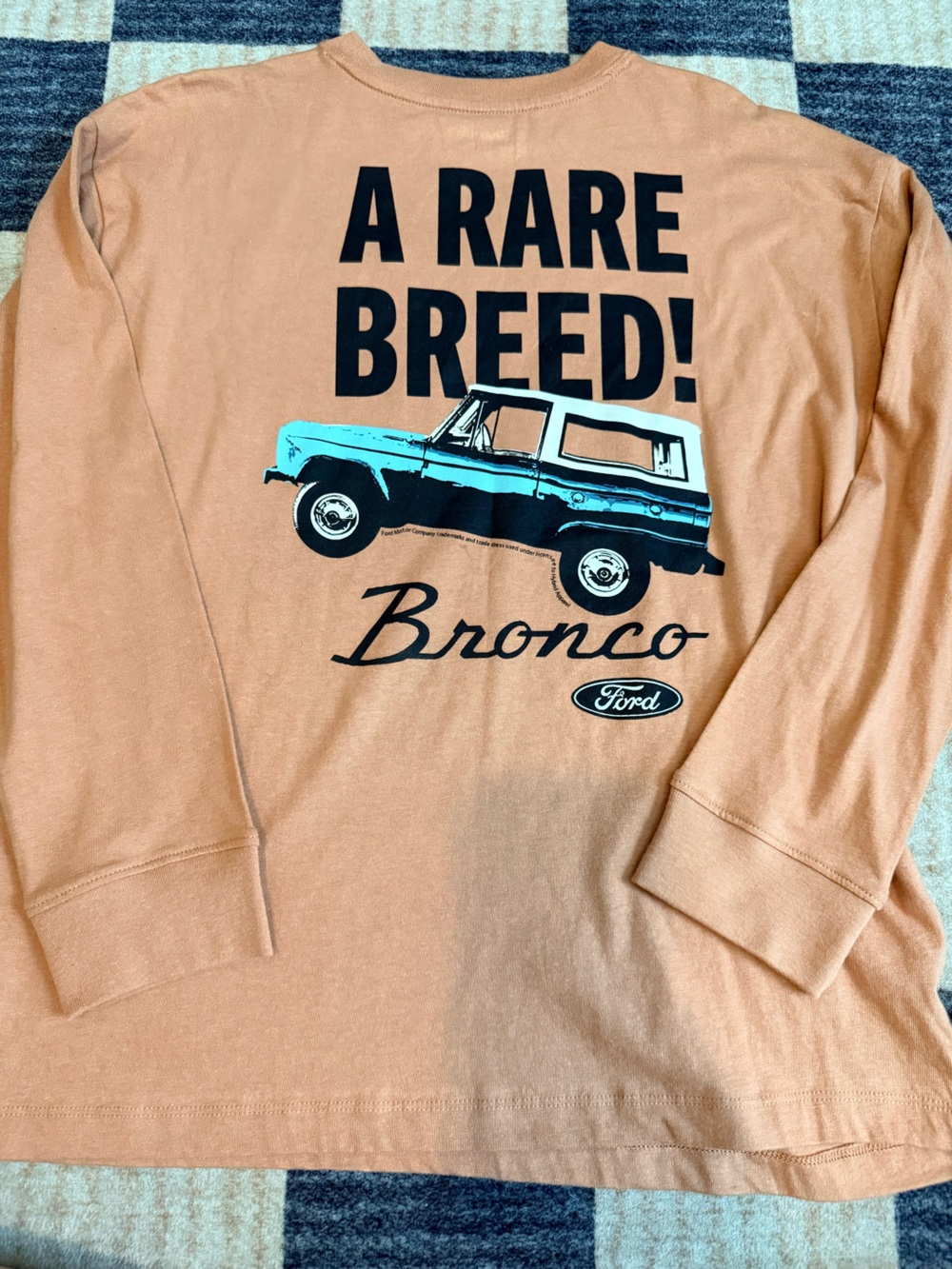 Old Navy Peach Long Sleeve Tee with Black Ford Bronco Graphic
